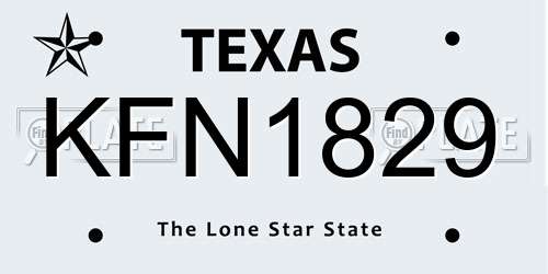 KFN1829 Texas License Plate