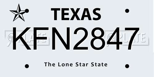 KFN2847 Texas License Plate