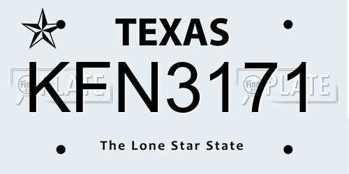 KFN3171 Texas License Plate