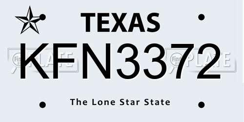 KFN3372 Texas License Plate
