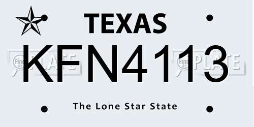 KFN4113 Texas License Plate