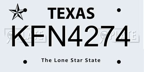 KFN4274 Texas License Plate