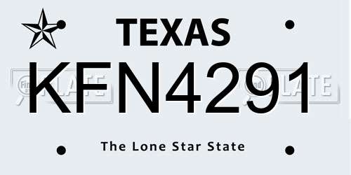 KFN4291 Texas License Plate