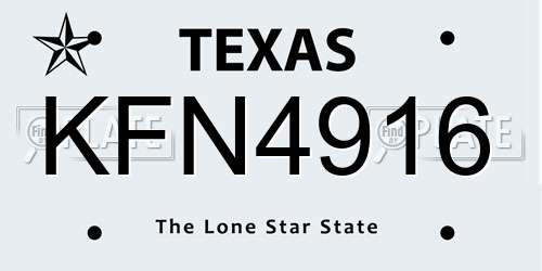 KFN4916 Texas License Plate