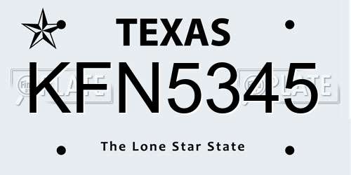 KFN5345 Texas License Plate