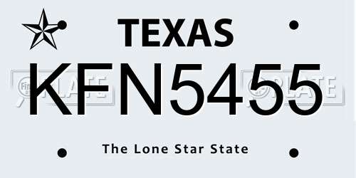 KFN5455 Texas License Plate