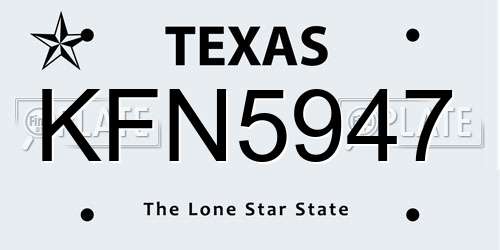 KFN5947 Texas License Plate