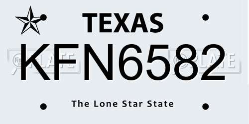 KFN6582 Texas License Plate