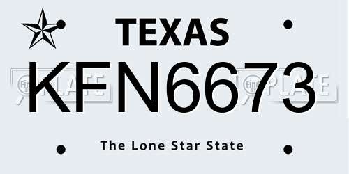 KFN6673 Texas License Plate