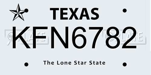 KFN6782 Texas License Plate