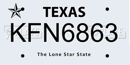 KFN6863 Texas License Plate