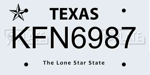 KFN6987 Texas License Plate