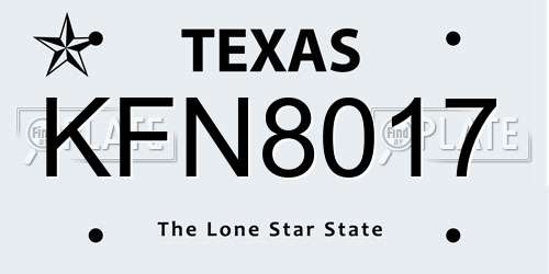 KFN8017 Texas License Plate