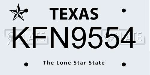 KFN9554 Texas License Plate