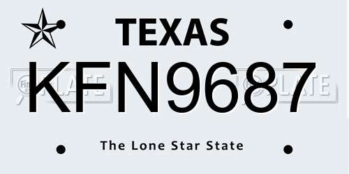 KFN9687 Texas License Plate