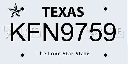 KFN9759 Texas License Plate