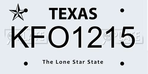 KFO1215 Texas License Plate