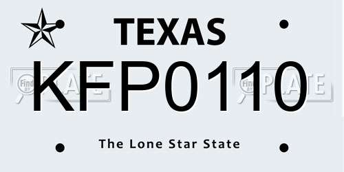 KFP0110 Texas License Plate