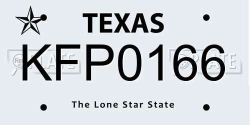 KFP0166 Texas License Plate
