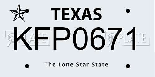KFP0671 Texas License Plate