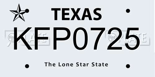 KFP0725 Texas License Plate