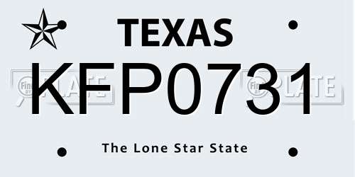 KFP0731 Texas License Plate