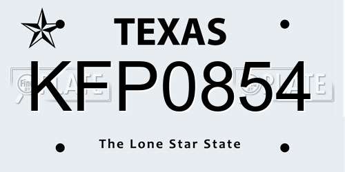 KFP0854 Texas License Plate
