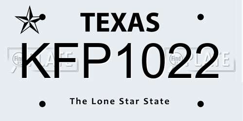 KFP1022 Texas License Plate