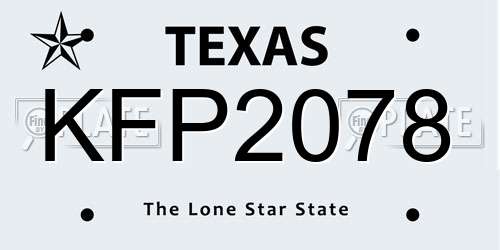 KFP2078 Texas License Plate
