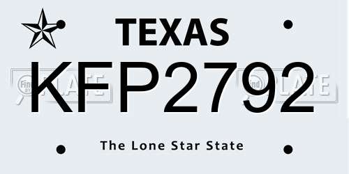 KFP2792 Texas License Plate