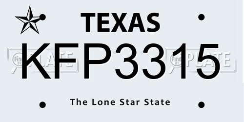 KFP3315 Texas License Plate