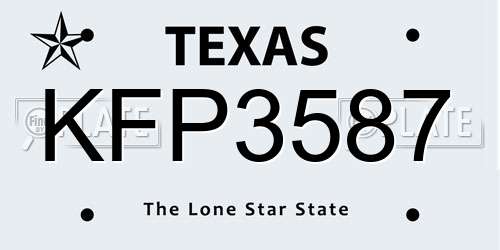 KFP3587 Texas License Plate