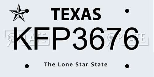KFP3676 Texas License Plate