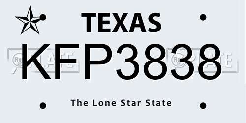 KFP3838 Texas License Plate