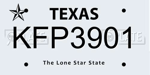 KFP3901 Texas License Plate