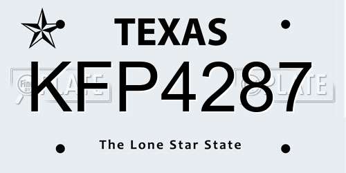 KFP4287 Texas License Plate