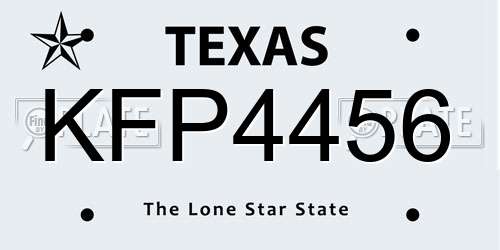 KFP4456 Texas License Plate