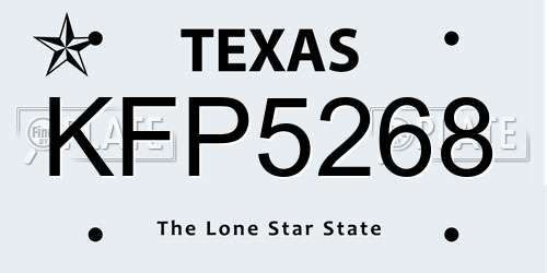 KFP5268 Texas License Plate