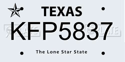 KFP5837 Texas License Plate