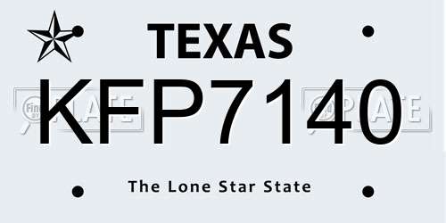 KFP7140 Texas License Plate