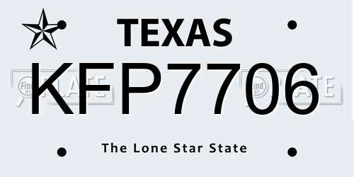 KFP7706 Texas License Plate