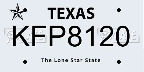 KFP8120 Texas License Plate