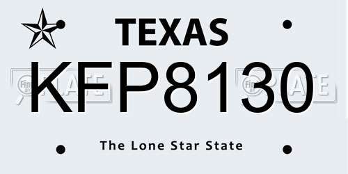 KFP8130 Texas License Plate