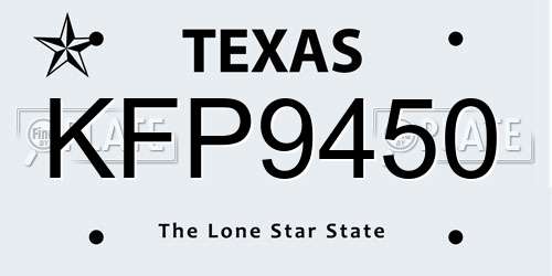 KFP9450 Texas License Plate