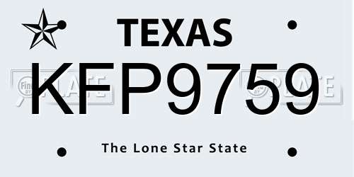 KFP9759 Texas License Plate