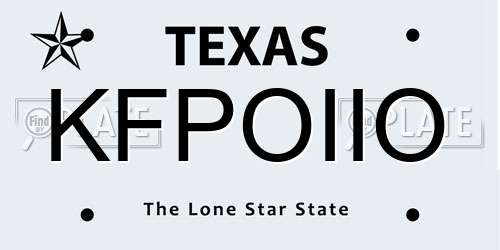 KFPOIIO Texas License Plate
