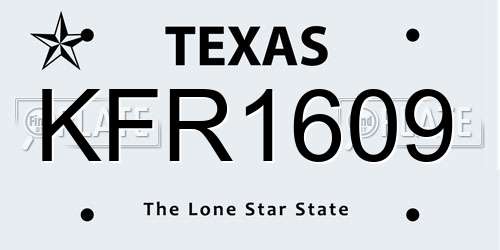 KFR1609 Texas License Plate