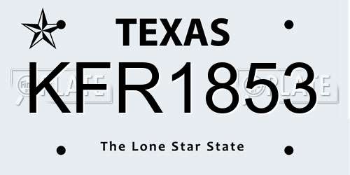 KFR1853 Texas License Plate