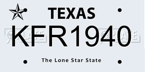 KFR1940 Texas License Plate