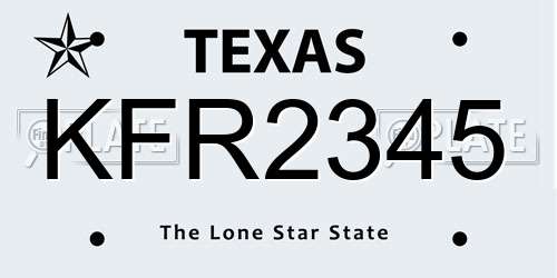 KFR2345 Texas License Plate